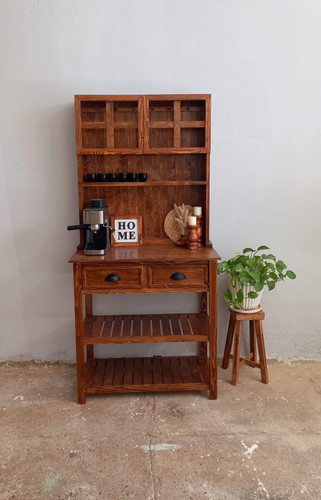 کافیبار چوبی شلف دار رنگ فندقی