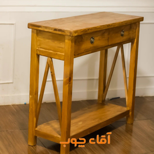 کنسول چوبی مینیمال با ۲ کشو | طراحی ساده، کاربردی و ماندگار