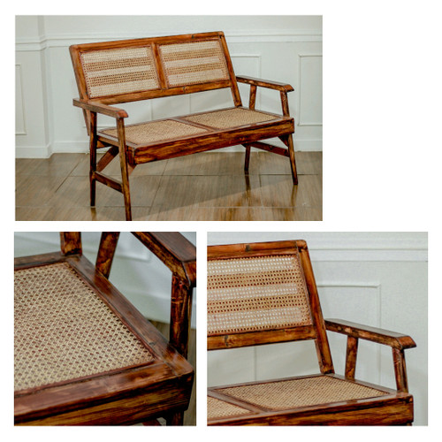 مبل و نیمکت پایه دار حصیری/نشیمن و پشتی تمام حصیری