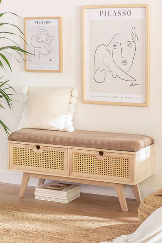 جاکفشی نشیمن پارچه ای مینیمال و دکوراتیو/ طراحی با حصیربامبو